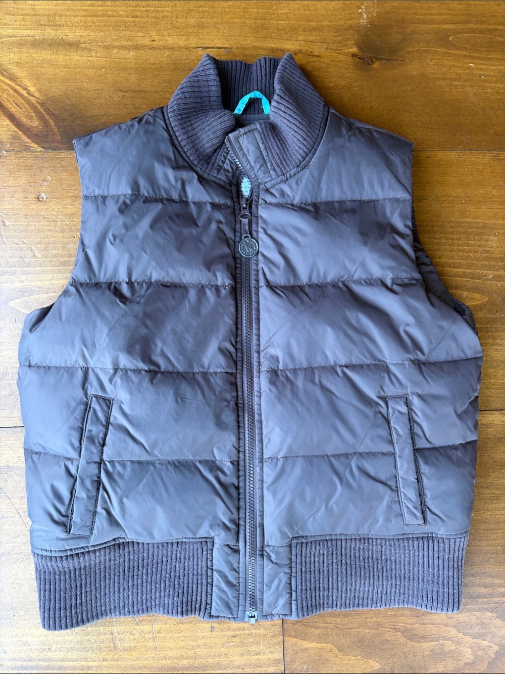 Old Navy Down Feather Filled Fleece Lined Brown Mock Neck Vest Size M